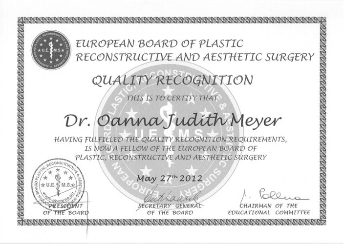 Quality Recognition — European Board of Plastic Reconstructive and Aesthetic Surgery