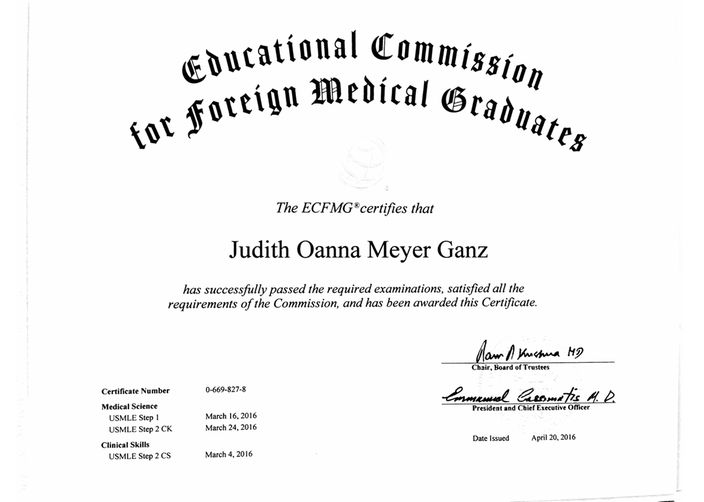 ECFMG Certificate — Educational Commission for Foreign Medical Graduates