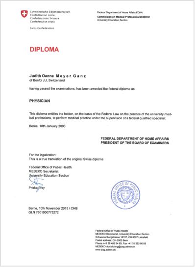 Diploma — Federal Department of Home Affairs, Switzerland