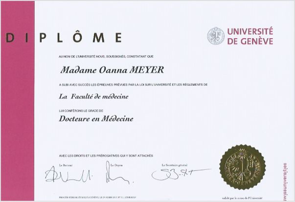 Diplôme — Université de Genève, Doctorat en Médecine